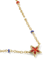 MINI CASSIDY SHORT PENDANT NECKLACE GOLD RED ILLUSION