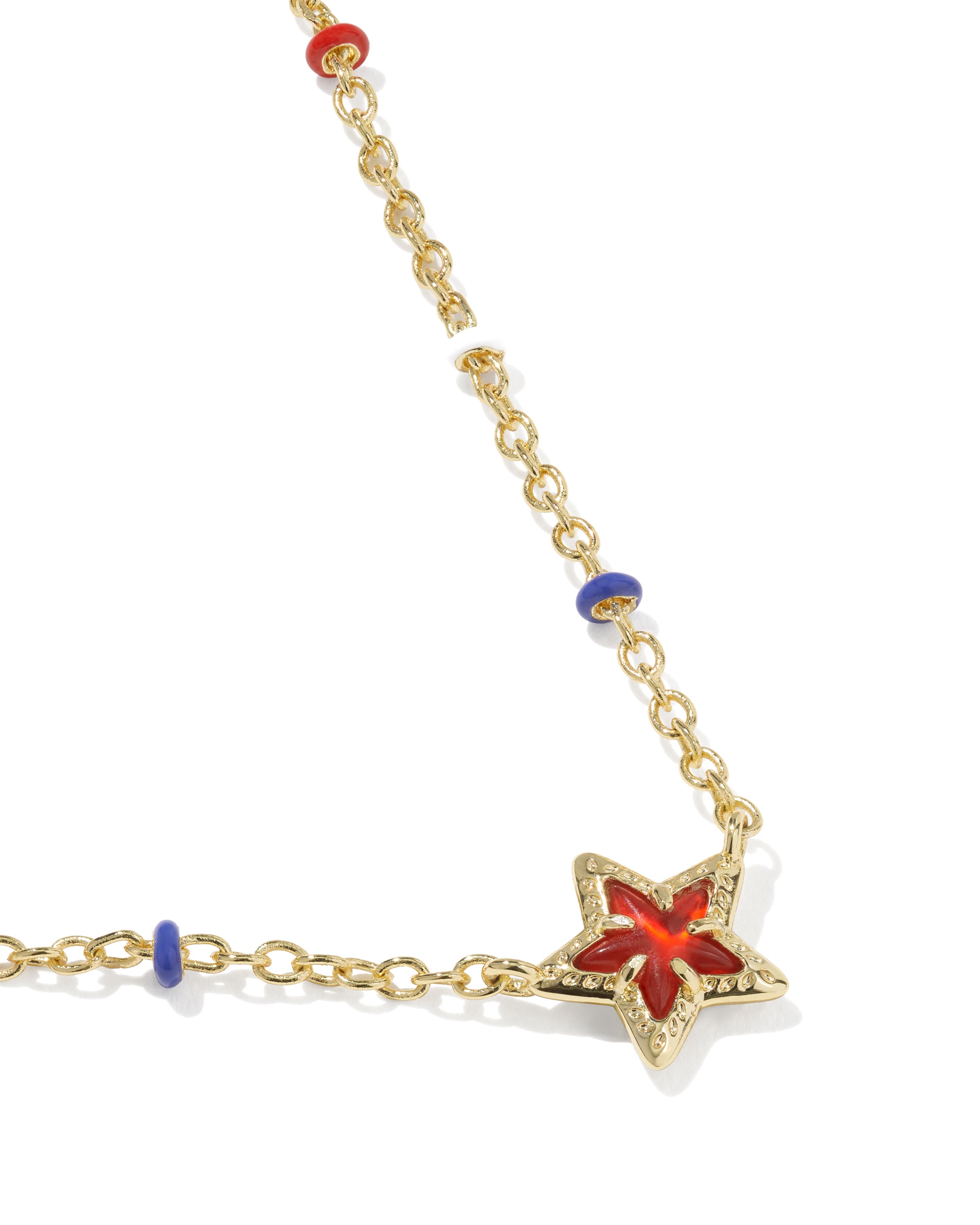 MINI CASSIDY SHORT PENDANT NECKLACE GOLD RED ILLUSION