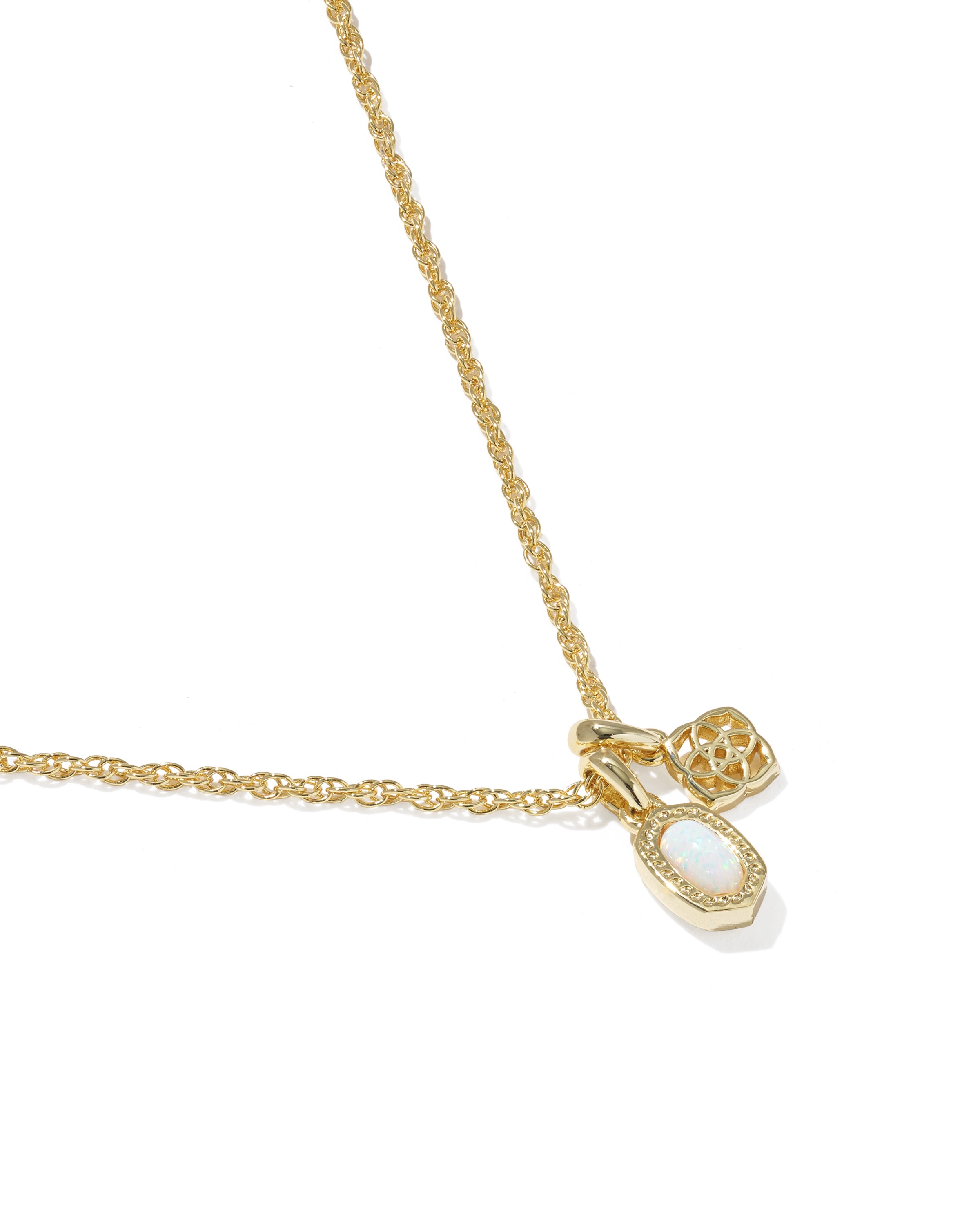 MINI ELISA DIRA NECKLACE GOLD BRIGHT WHITE LAB GROWN OPAL