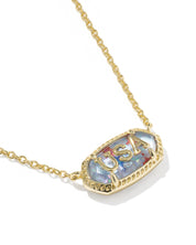 ELISA USA SHORT PENDANT NECKLACE GOLD RED WHITE BLUE STAR ILLUSION
