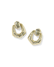 EMBRY OPEN FRAME EARRINGS GOLD DARK BROWN HAWK'S EYE