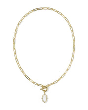 ELISA ENAMEL LINK AND CHAIN NECKLACE GOLD WHITE MOTHER OF PEARL