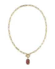 ELISA ENAMEL LINK AND CHAIN NECKLACE GOLD MAROON MAGNESITE