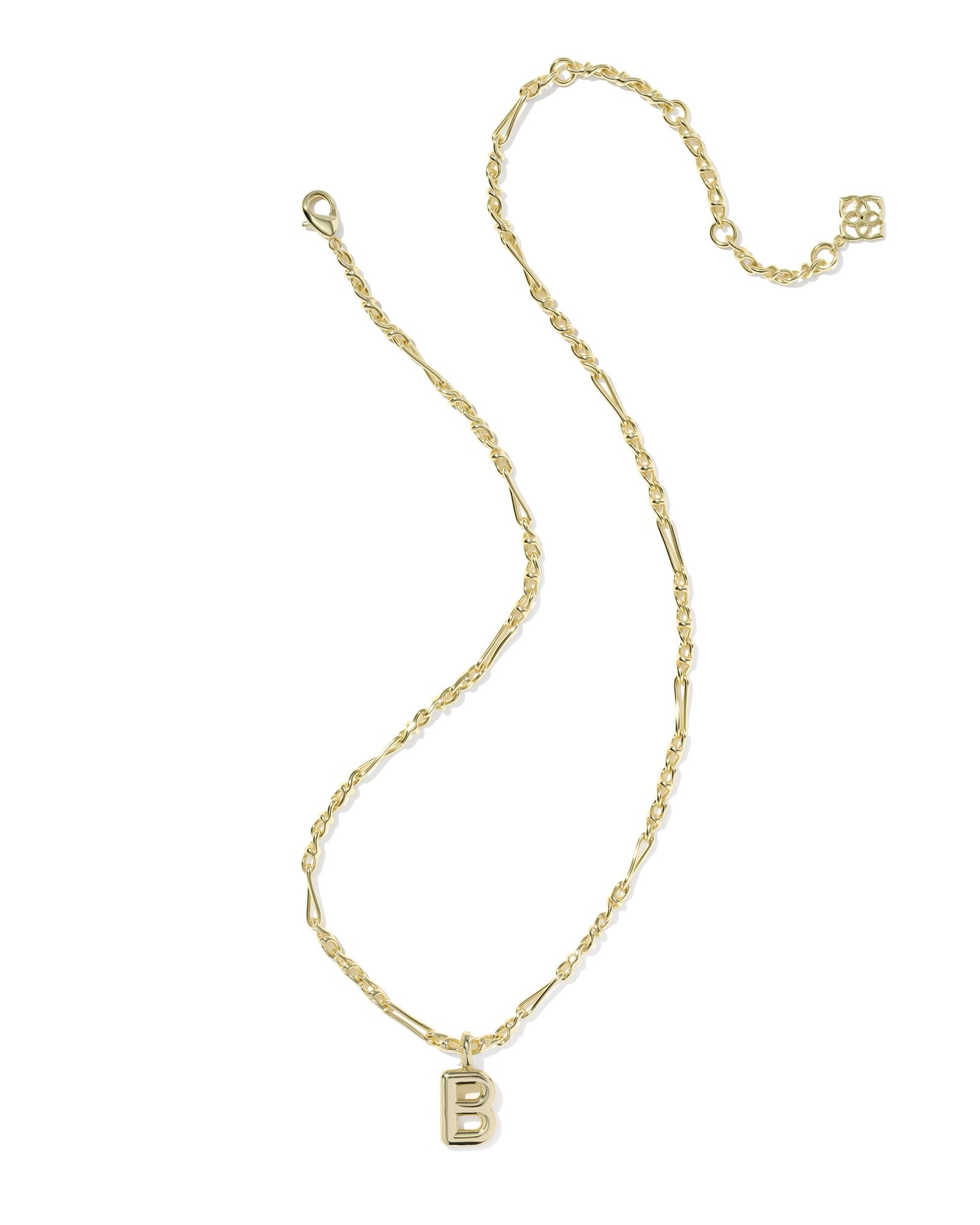 BUBBLE LETTER B SHORT PENDANT NECKLACE GOLD