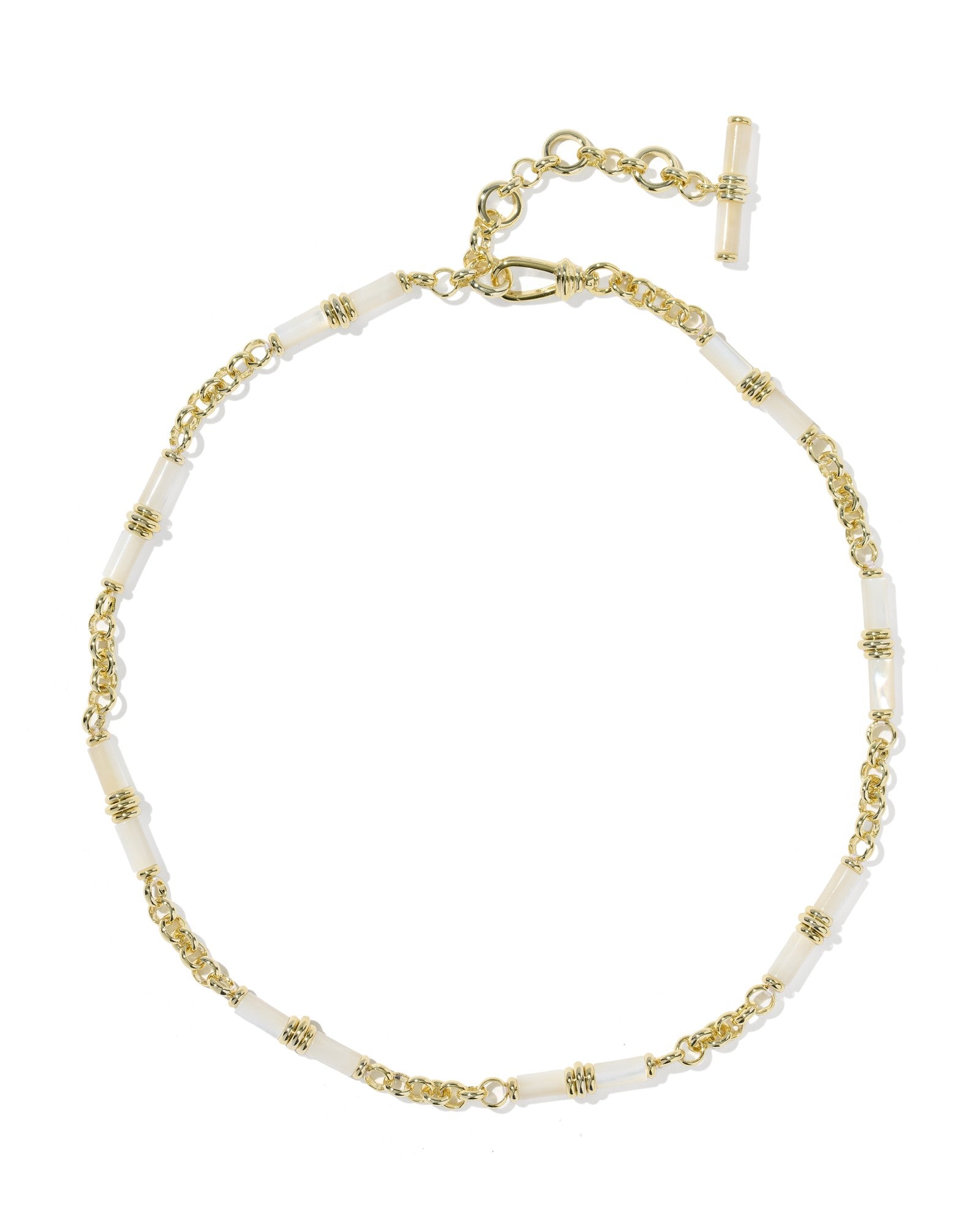 BREE BEADED LINK AND CHAIN NECKLACE GOLD IVORY MOTHER OF PEARL