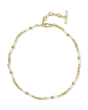 BREE BEADED LINK AND CHAIN NECKLACE GOLD IVORY MOTHER OF PEARL