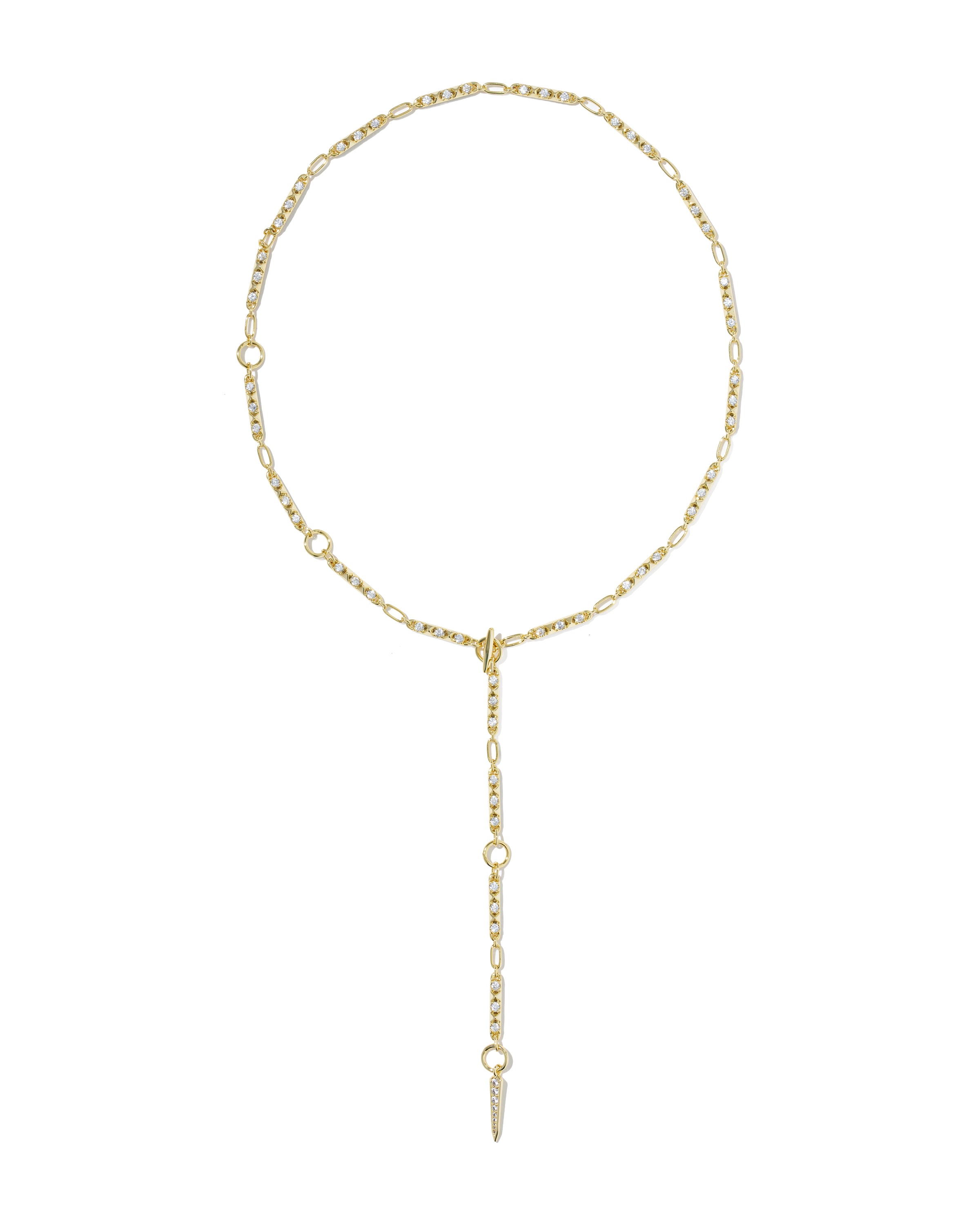 FATE LARIAT NECKLACE GOLD WHITE CZ