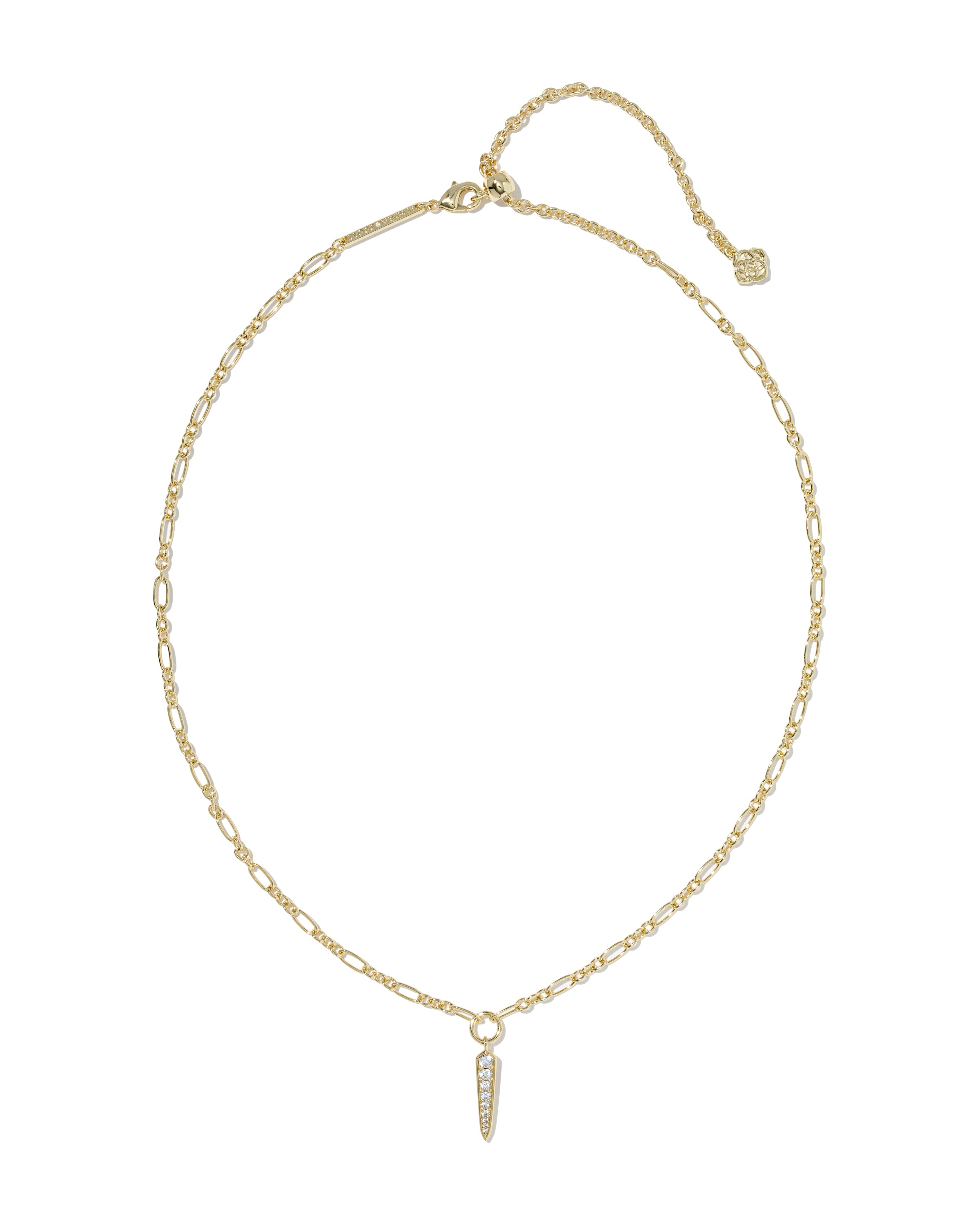 FATE SHORT PENDANT NECKLACE GOLD WHITE CZ