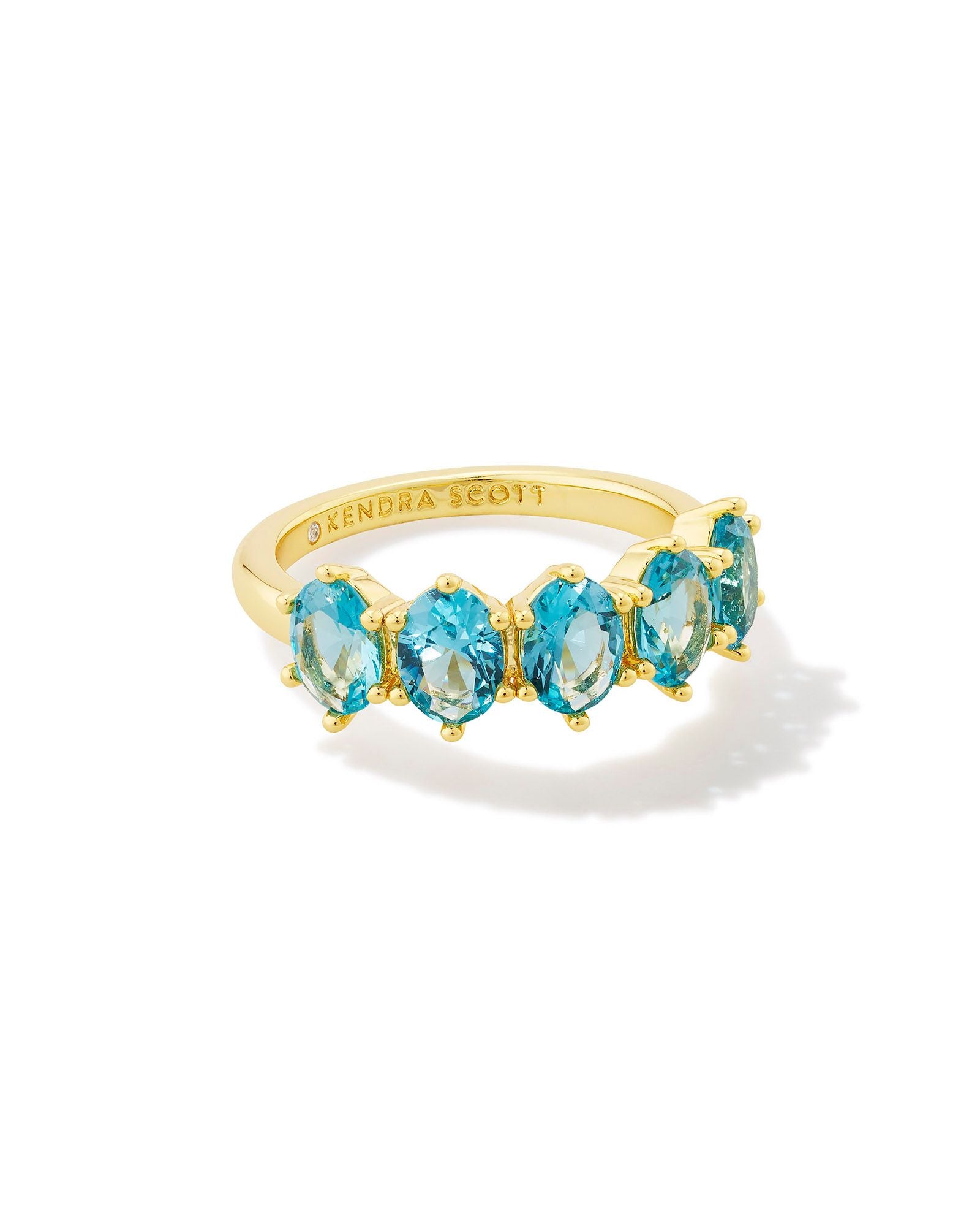 CAILIN CRYSTAL BAND RING GOLD AQUA CRYSTAL