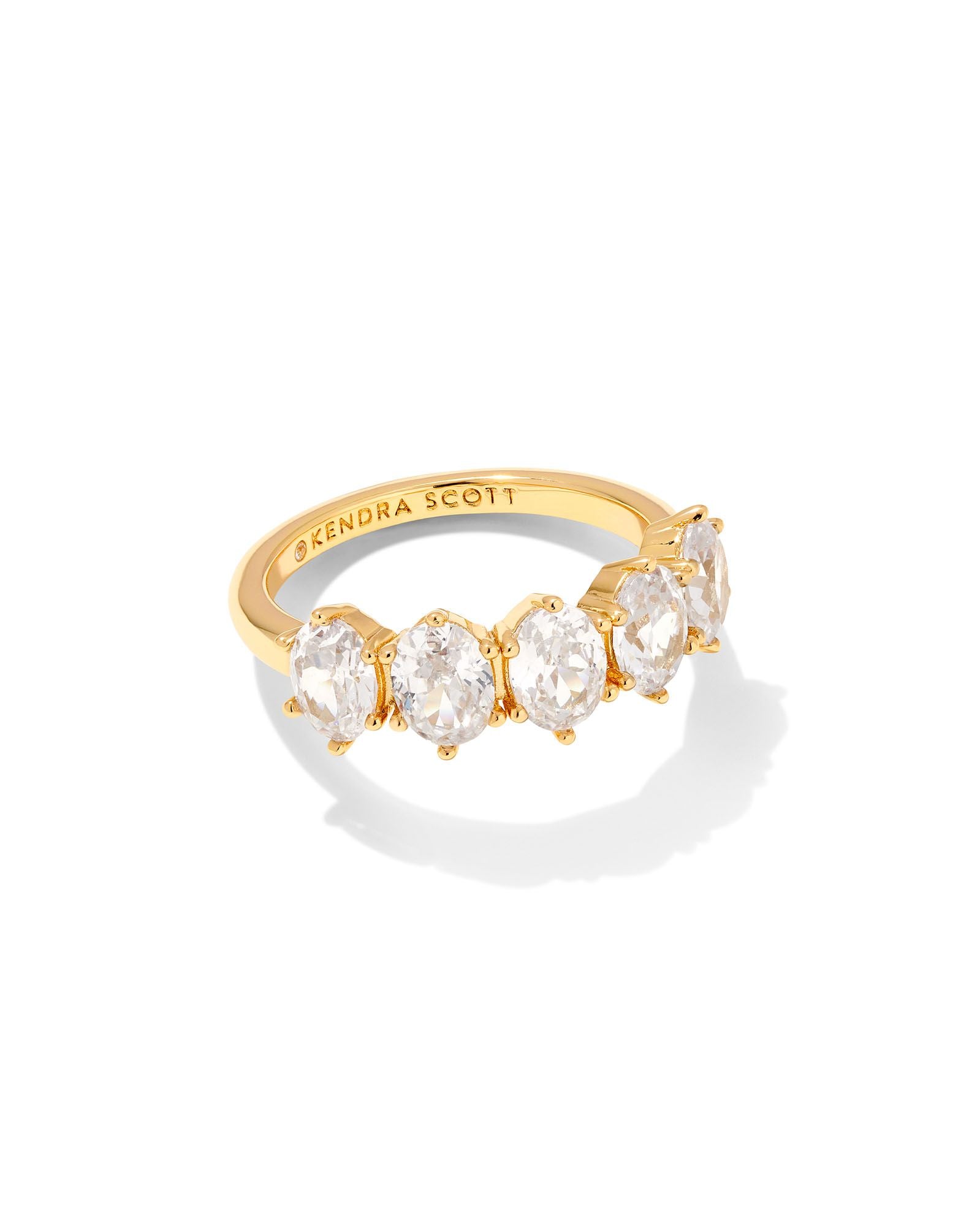 CAILIN CRYSTAL BAND RING GOLD METAL WHITE CZ