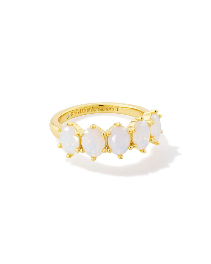 CAILIN CRYSTAL BAND RING GOLD CHAMPAGNE OPAL CRYSTAL