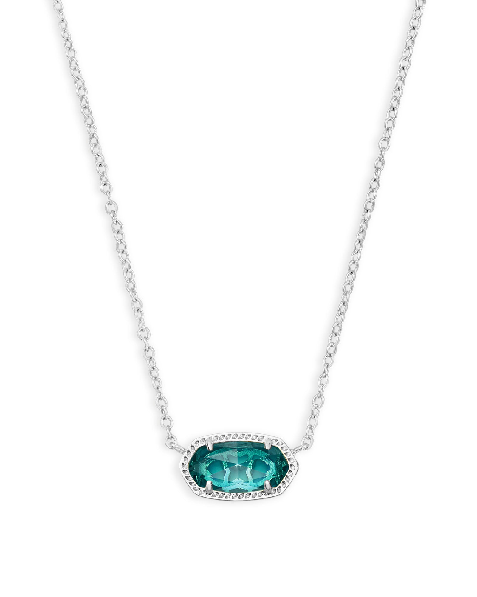 ELISA SHORT PENDANT NECKLACE RHODIUM LONDON BLUE