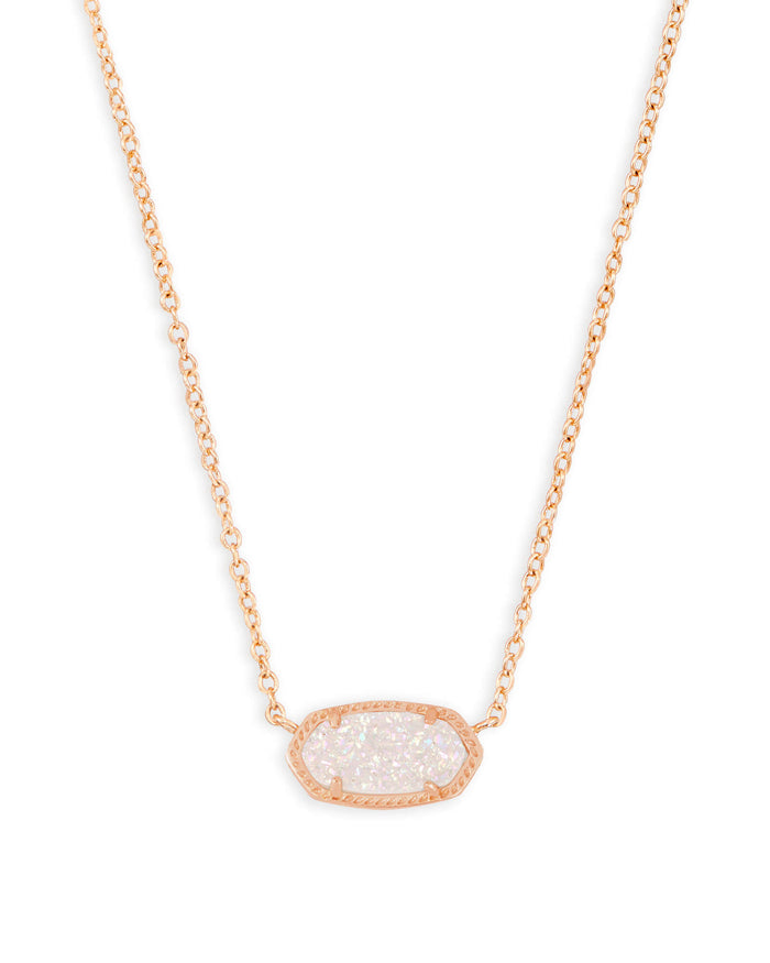 ELISA SHORT PENDANT NECKLACE ROSE GOLD IRIDESCENT DRUSY
