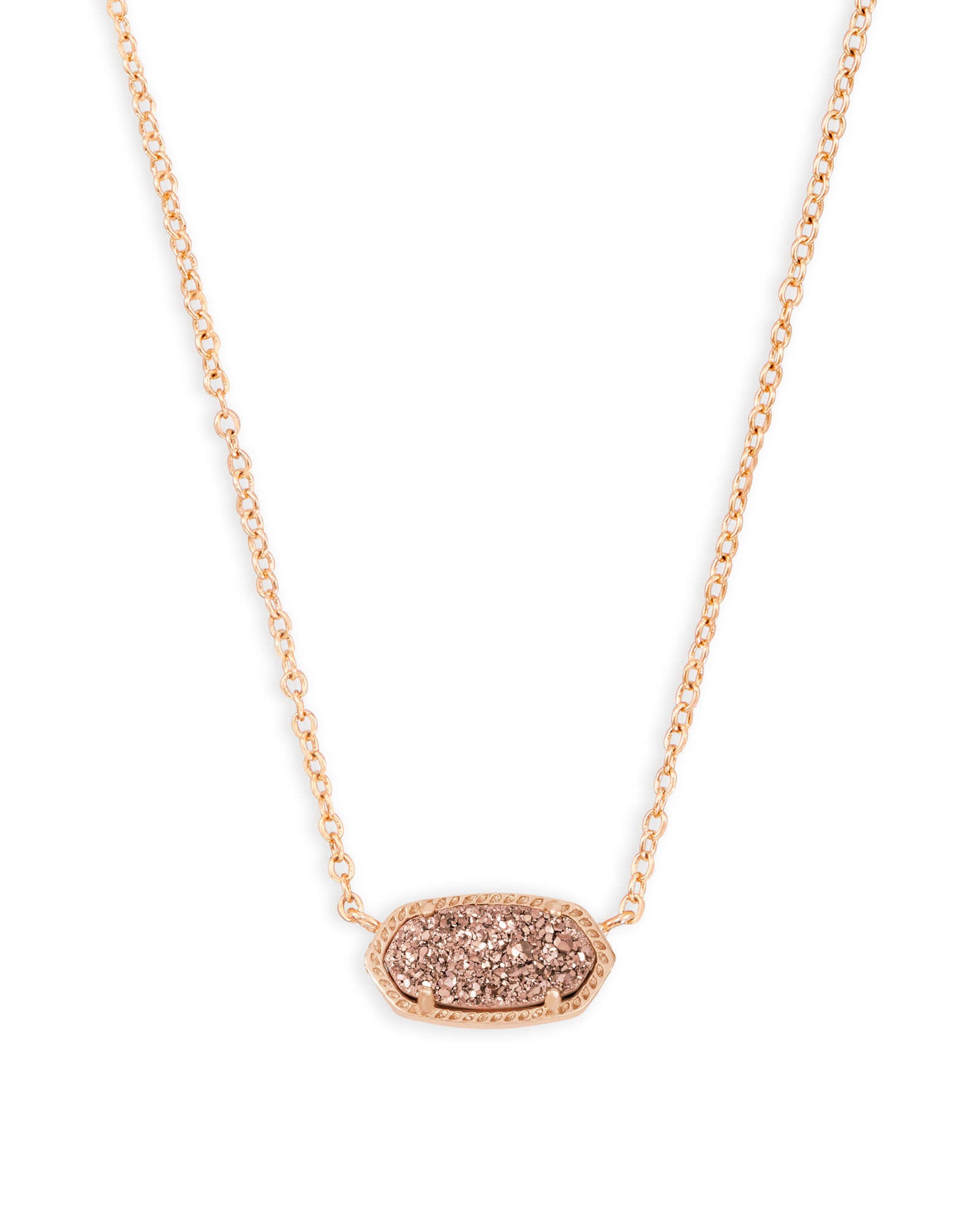 ELISA SHORT PENDANT NECKLACE ROSE GOLD DRUSY