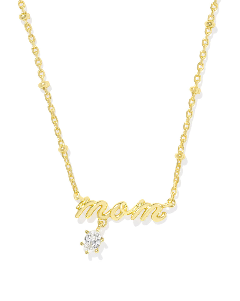 MOM CRYSTAL SHORT PENDANT NECKLACE GOLD