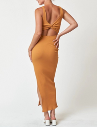 Ribbed Twist Back Maxi Dress