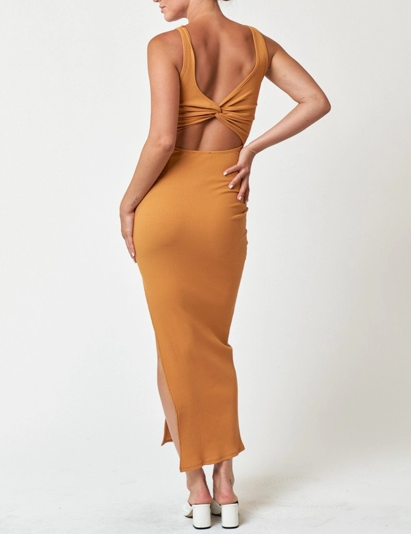 Ribbed Twist Back Maxi Dress