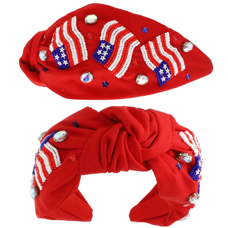 USA Flag Jeweled Beaded Headband