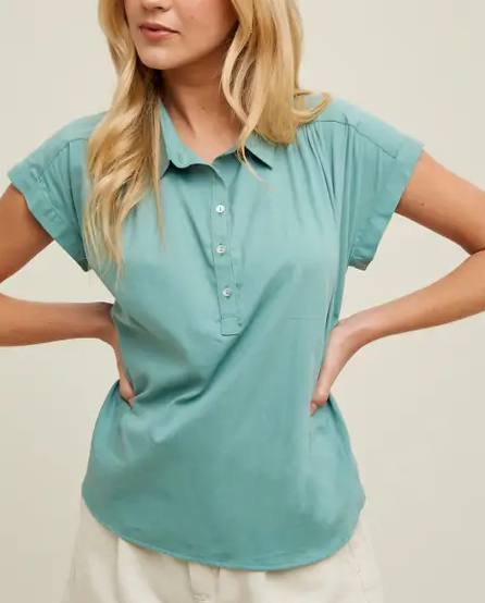 Dolman Sleeve Button Up Blouse