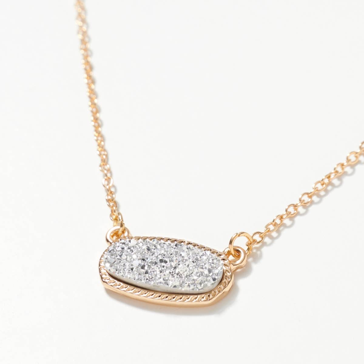 Oval Druzy Charm Necklace