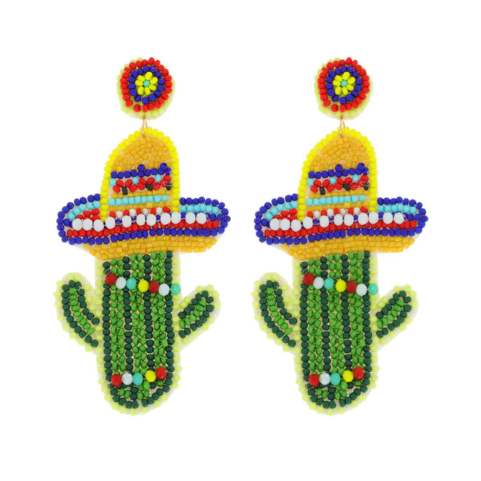 Sombrero Cactus Beaded Earrings