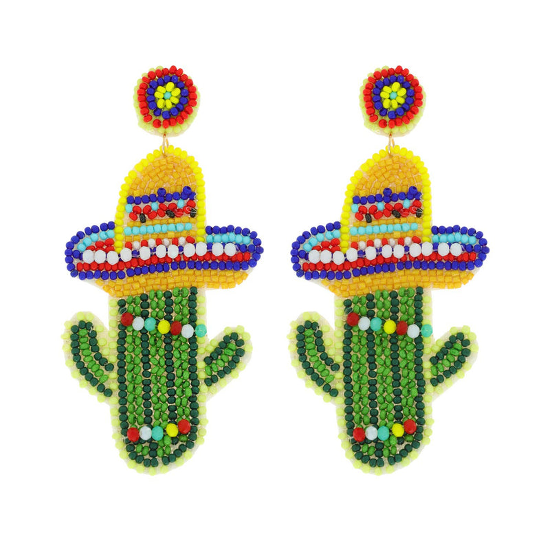 Sombrero Cactus Beaded Earrings