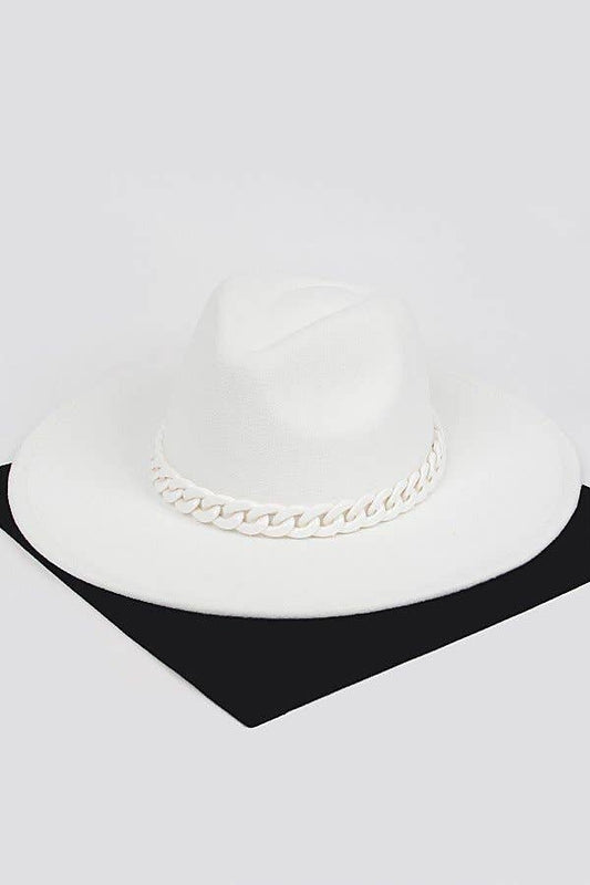 White Chain Fedora Hat