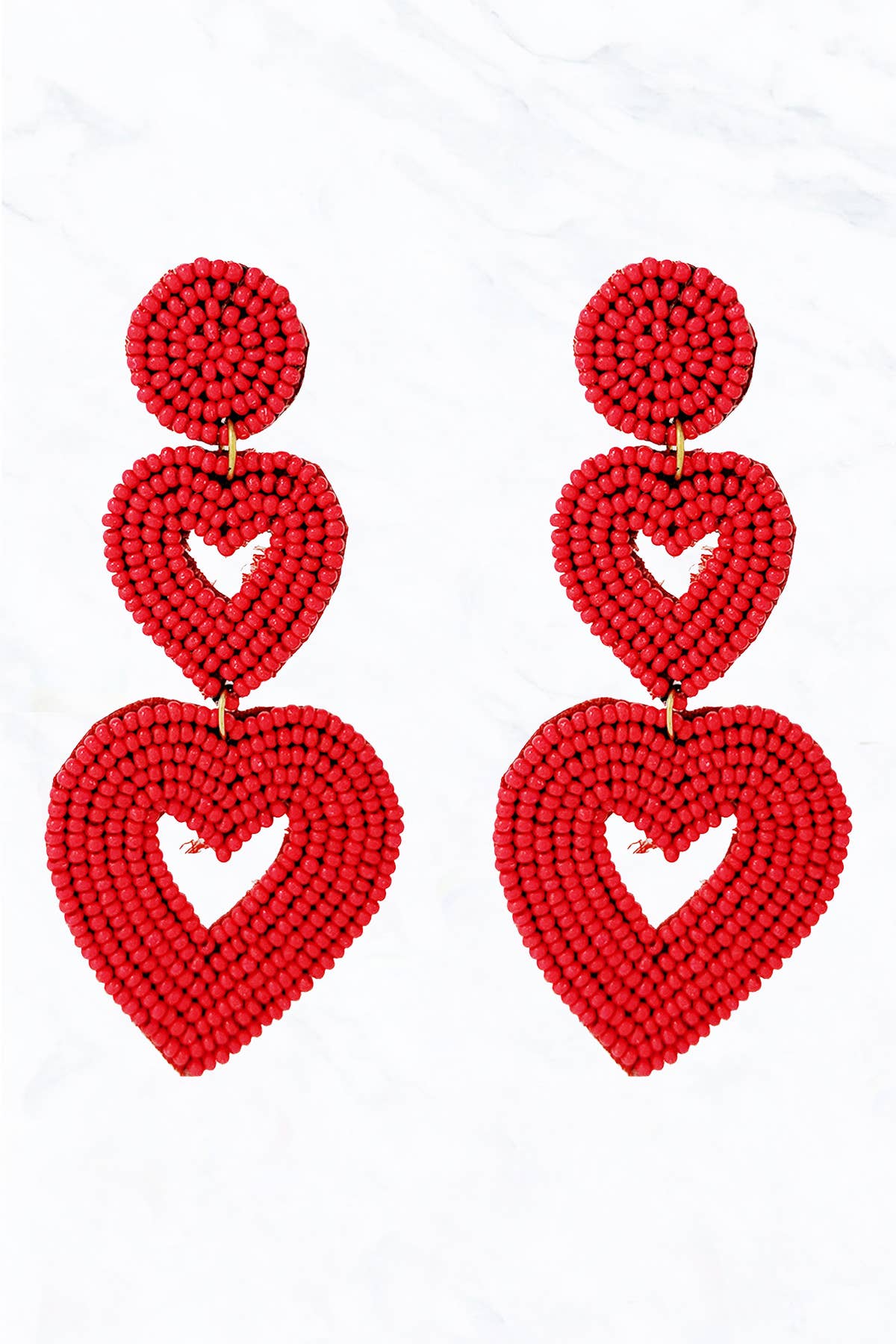 Heart Beaded Dangle Earrings