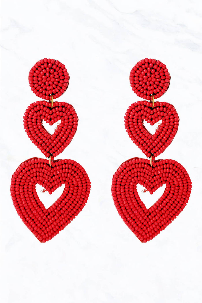 Heart Beaded Dangle Earrings