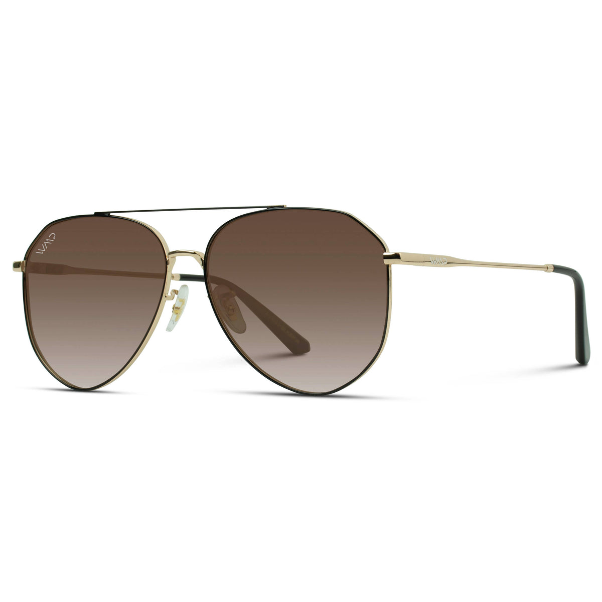 Ramsey Geo Polarized Aviators Sunnies Black/Brown Lens