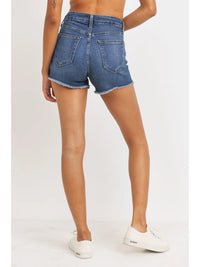 HR Frayed Dark Denim Shorts