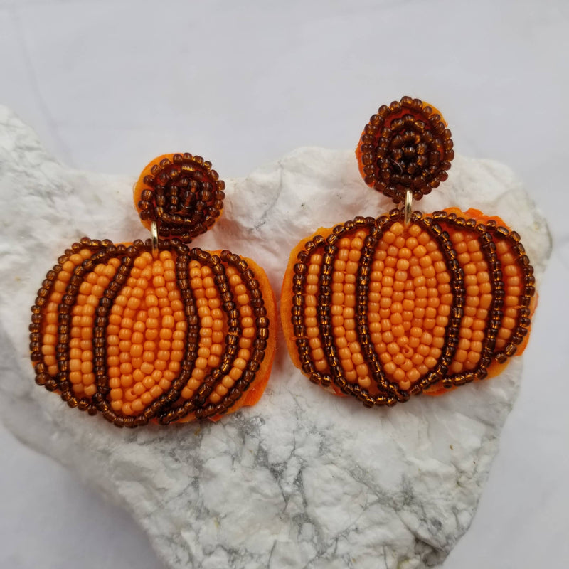 Fall Pumpkin Beaded Earrings