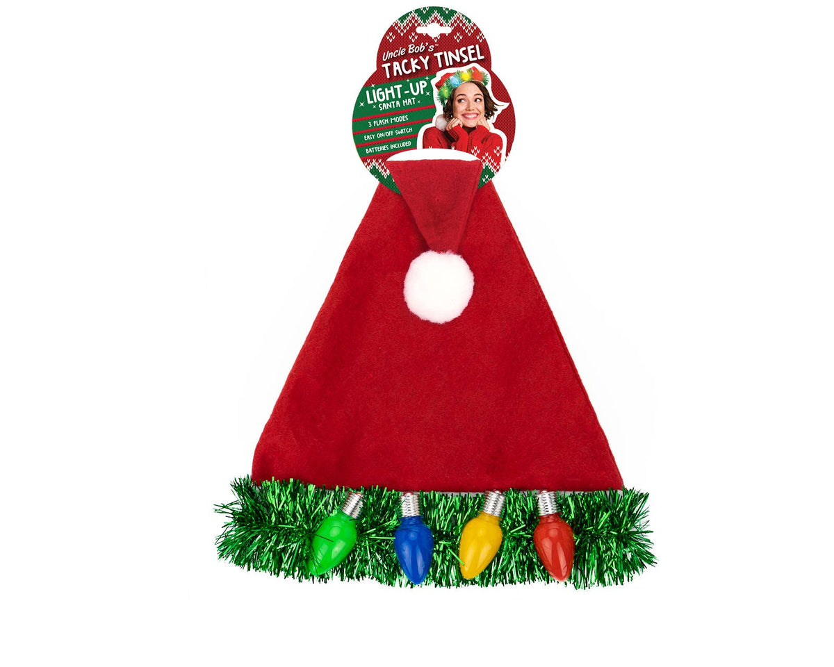 Uncle Bob's Tacky Tinsel Light-Up Santa Hat I