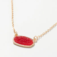 Oval Druzy Charm Necklace