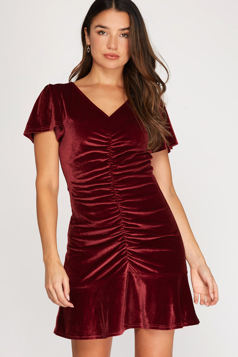 Vivian Velvet Ruched Dress