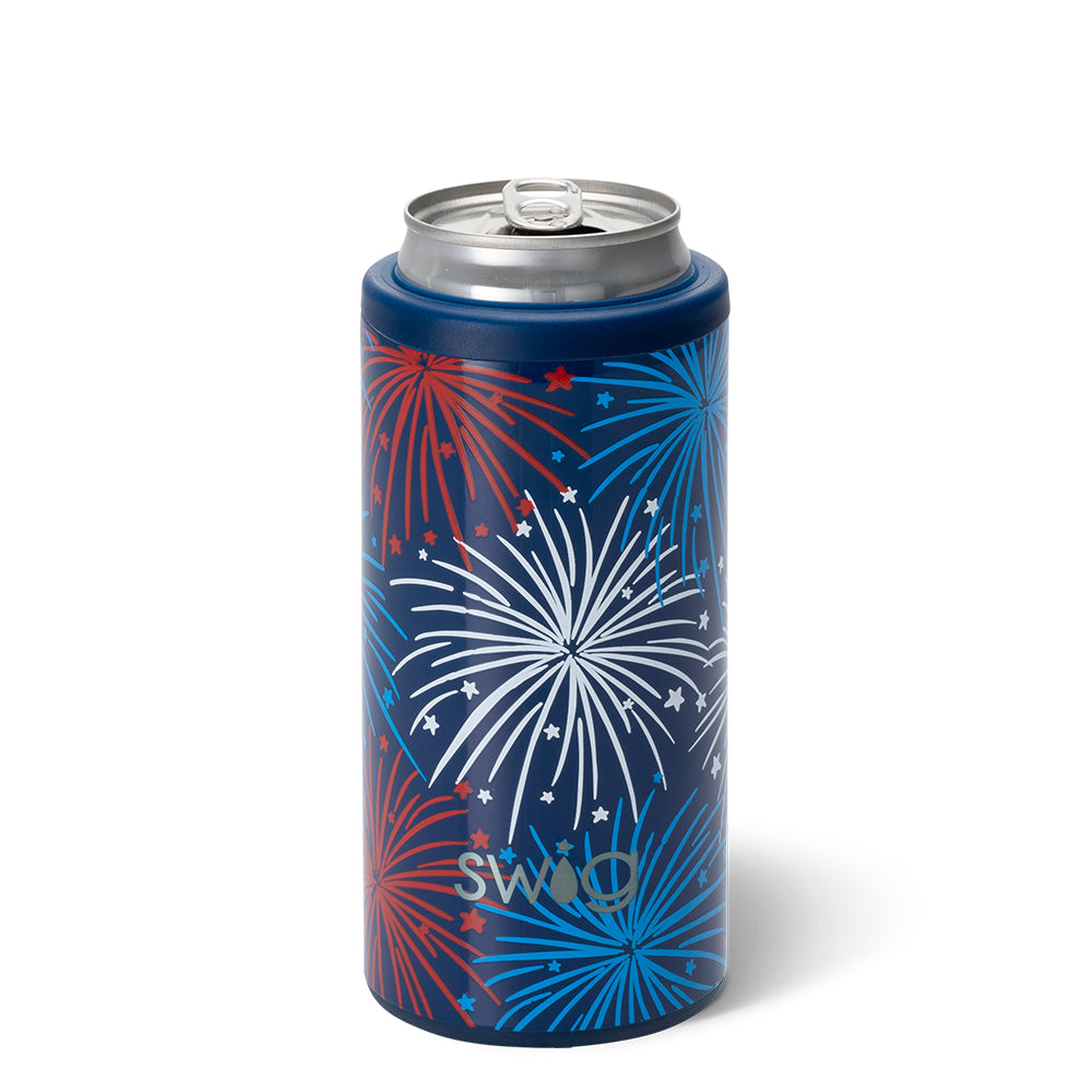 USA Fireworks SWIG Life Skinny Can Cooler with Lid