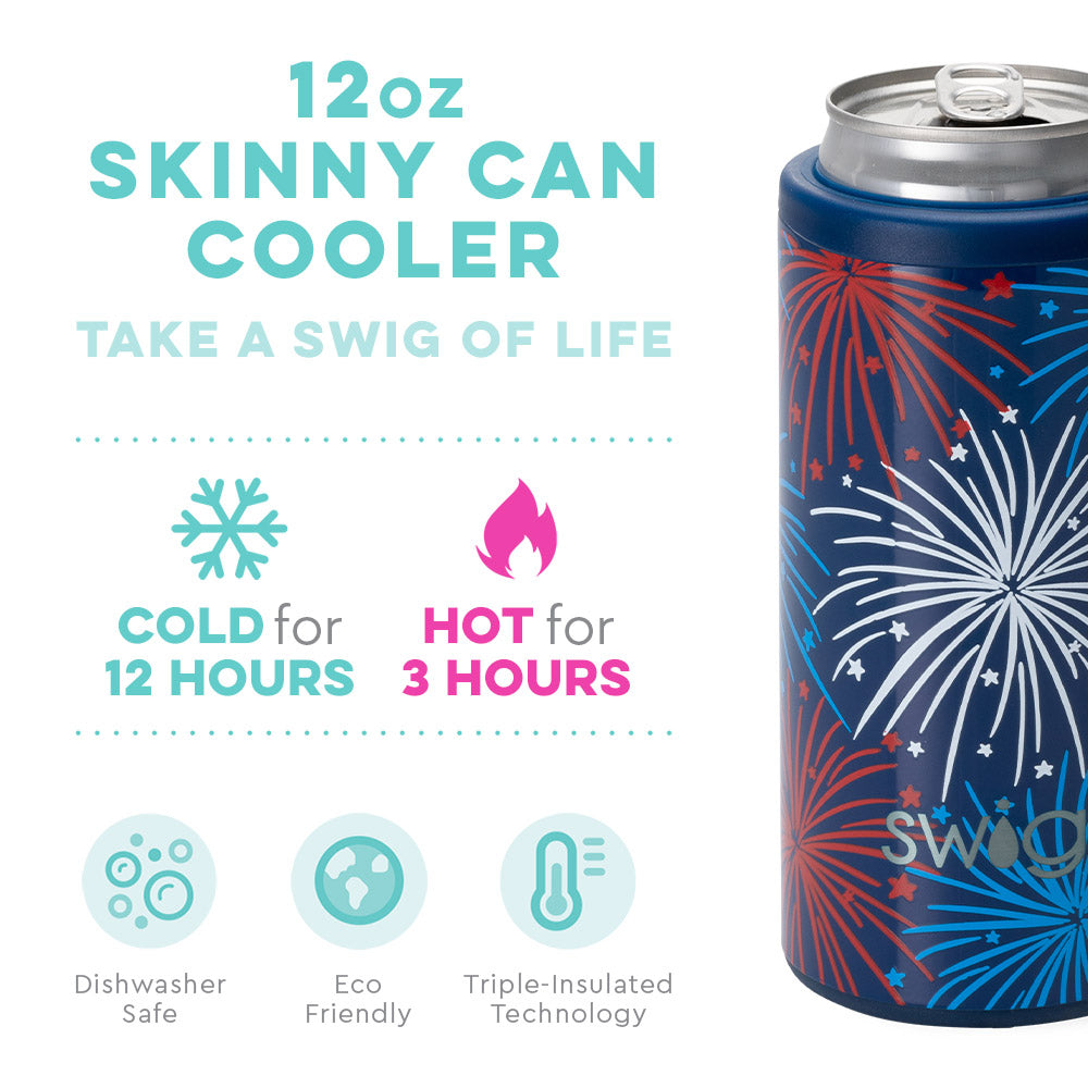 USA Fireworks SWIG Life Skinny Can Cooler with Lid