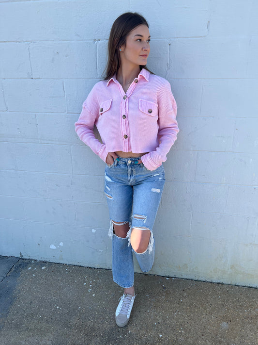 Pretty in Pink Cropped Shacket