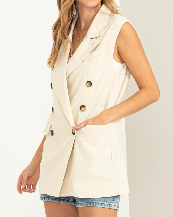 Cream Oversized Blazer Vest